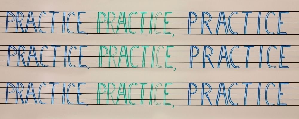 Herhaling van het woord practice